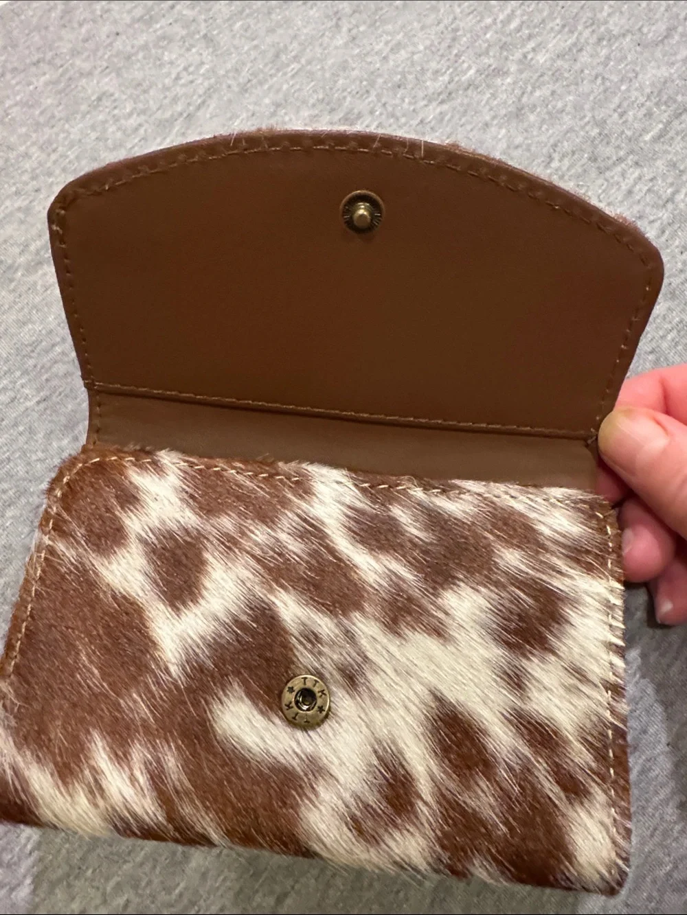 Myra Bag Brown & White Cowhide Wallet with Kiss-lock Closure. New with Tags